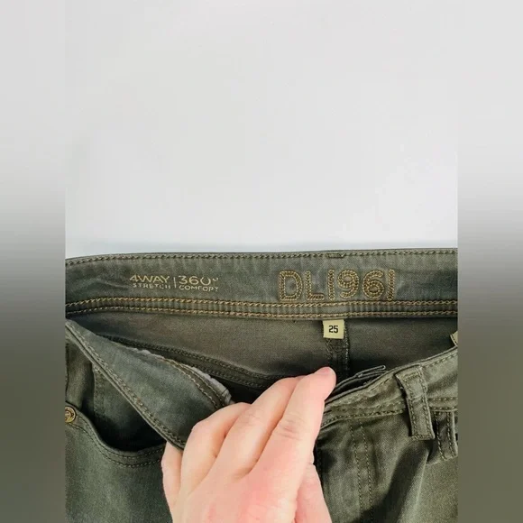 DL1961 Women’s Florence Insta Sculpt Skinny Jeans In Safari Army Green - Picture 3 of 8